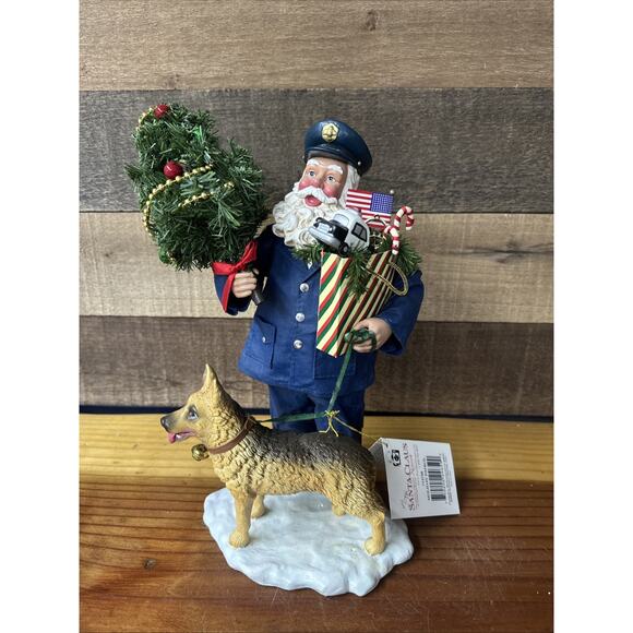 Possible Dreams Clothtique Holiday Patrol Santa Cop With Dog And Tree In Box - Picture 1 of 6